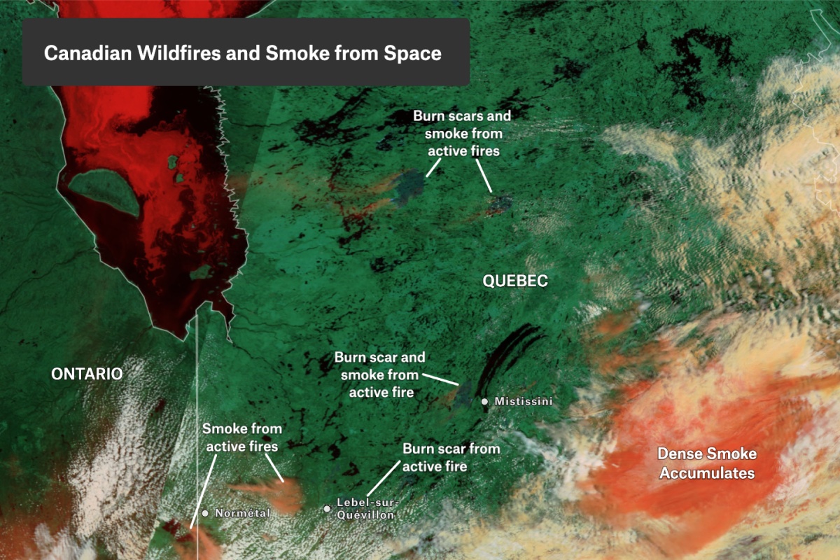 Canadian Wildfires and Smoke from Space - Felt Map Gallery